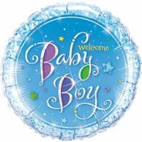 BALLON ALU ROND BABY BOY BLEU 18" 46cm