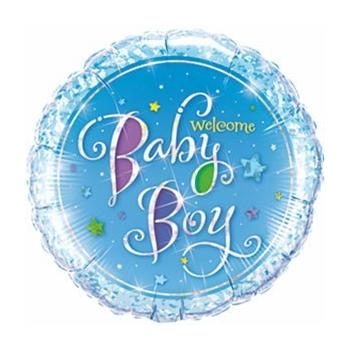 BALLON ALU ROND BABY BOY BLEU 18" 46cm