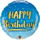 BALLON ALU ROND BIRTHDAY BLEU ET DORE 18" 46CM