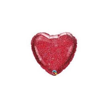 BALLON ALU COEUR ROUGE GLITTER 18" 46CM