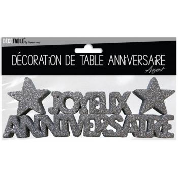 LETTRE JOYEUX ANNIVERSAIRE ARGENT DECO DE TABLE