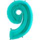 BALLON ALU CHIFFRE 9 TURQUOISE 26"66CM